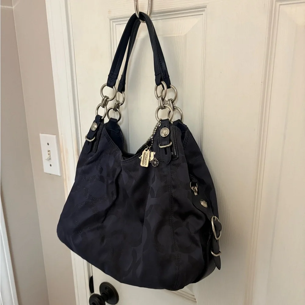 COACH Maggie Shoulder Bag in Navy with Silver Hardware - Picture 5 of 11